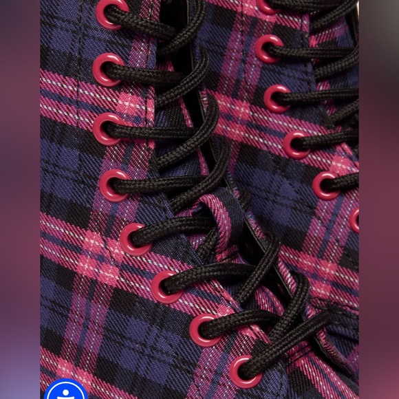 Dr. Martens Pink and Purple Plaid Lace-Up Combat Boots - Picture 4 of 15